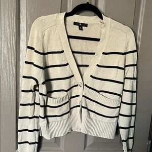 Banana Republic Striped Cardigan in Cream and Black